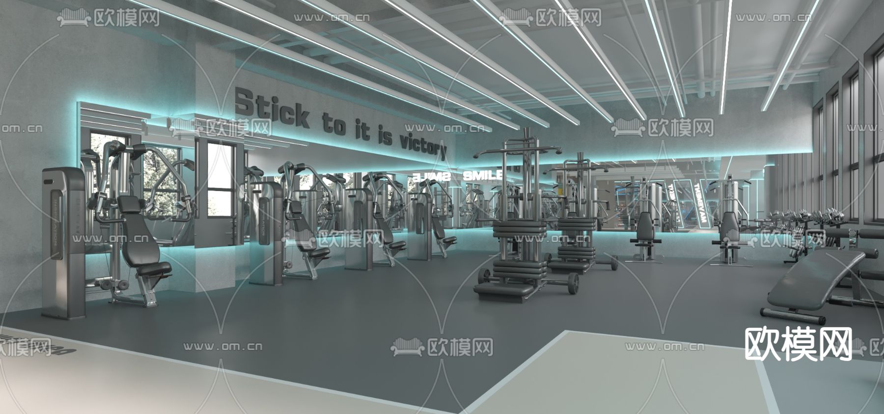 现代瑜伽室 健身房3d模型下载（渲染图2）