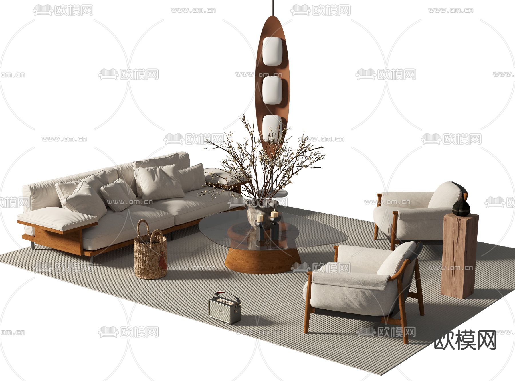 中古风组合沙发3d模型下载