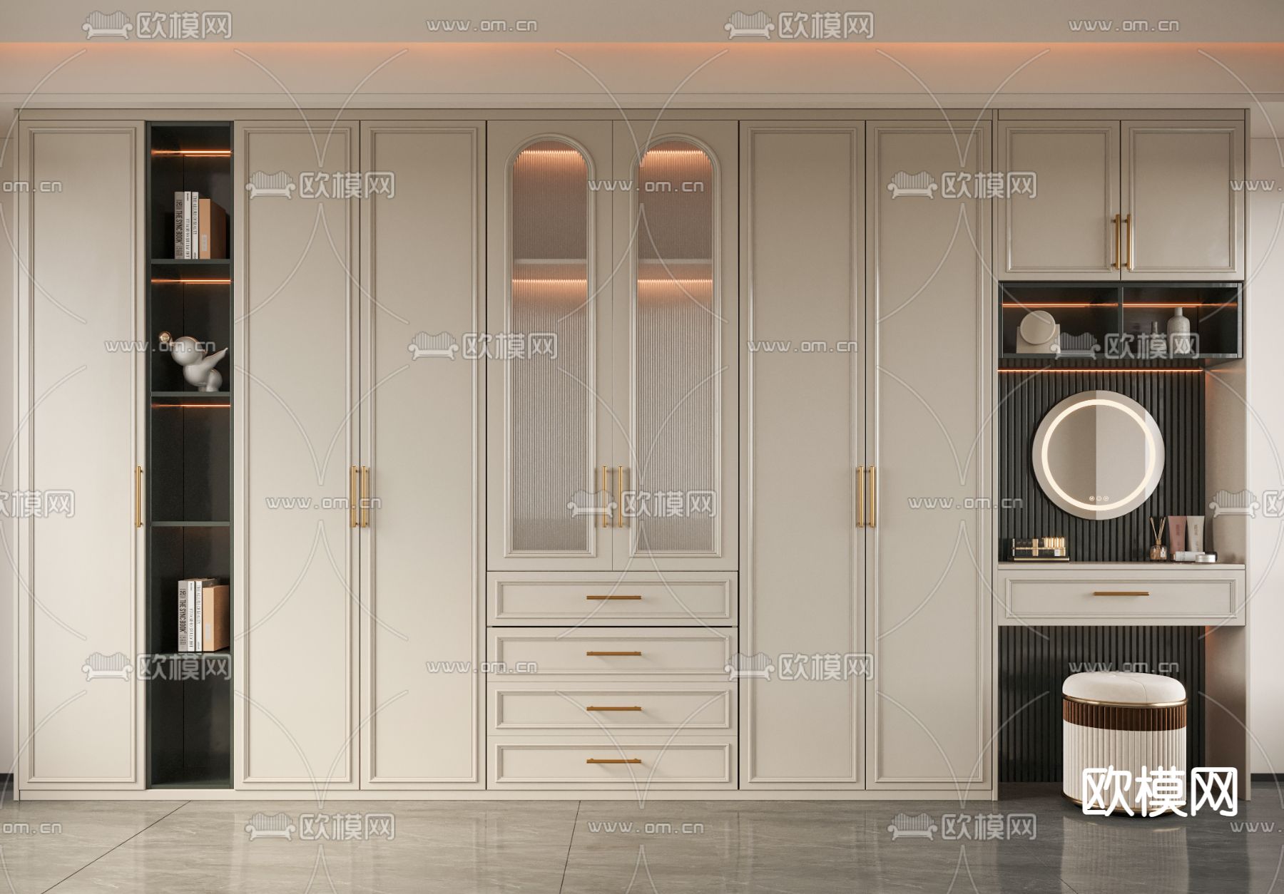 法式衣柜 衣橱 梳妆台3d模型下载