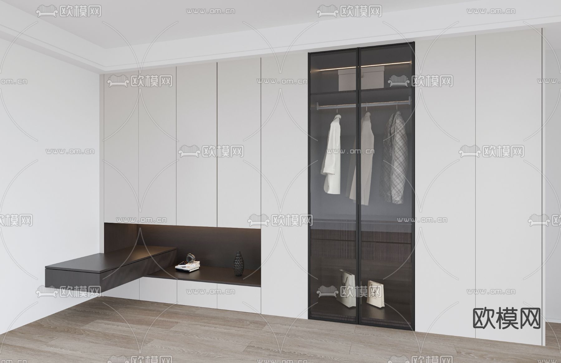 现代衣柜3d模型下载