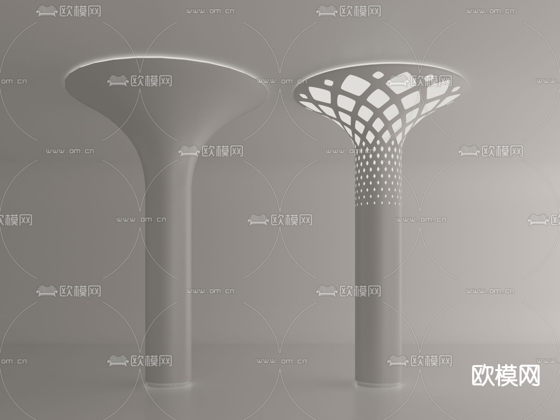 镂空灯柱 造型柱 穿孔铝板柱子su模型下载（渲染图2）