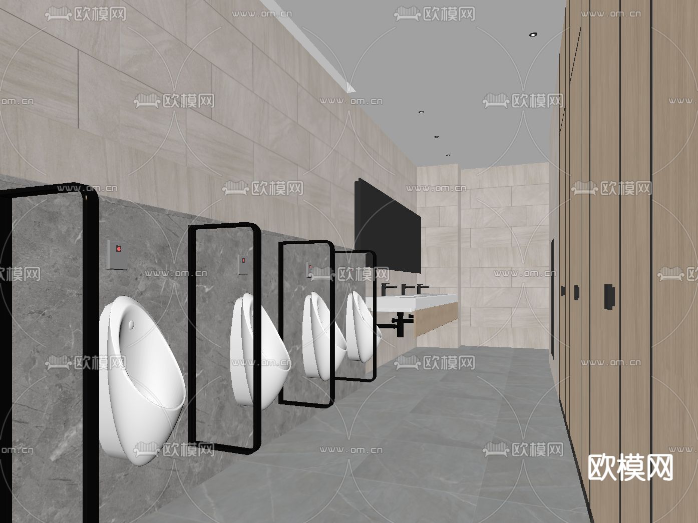 公共卫生间su模型下载（渲染图1）