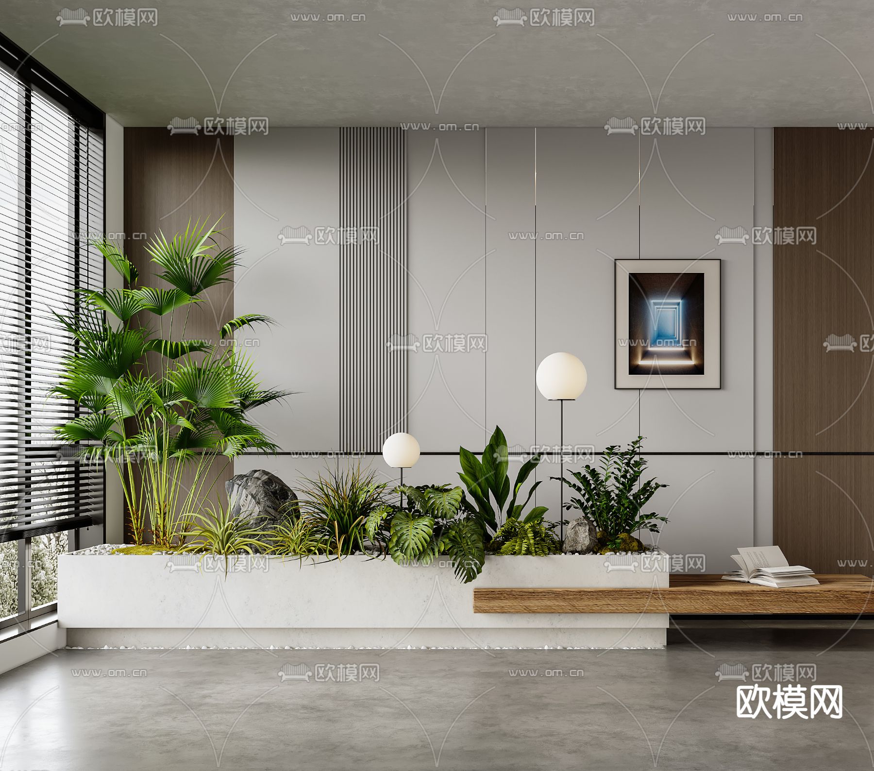 室内造景 植物堆3d模型下载（渲染图2）