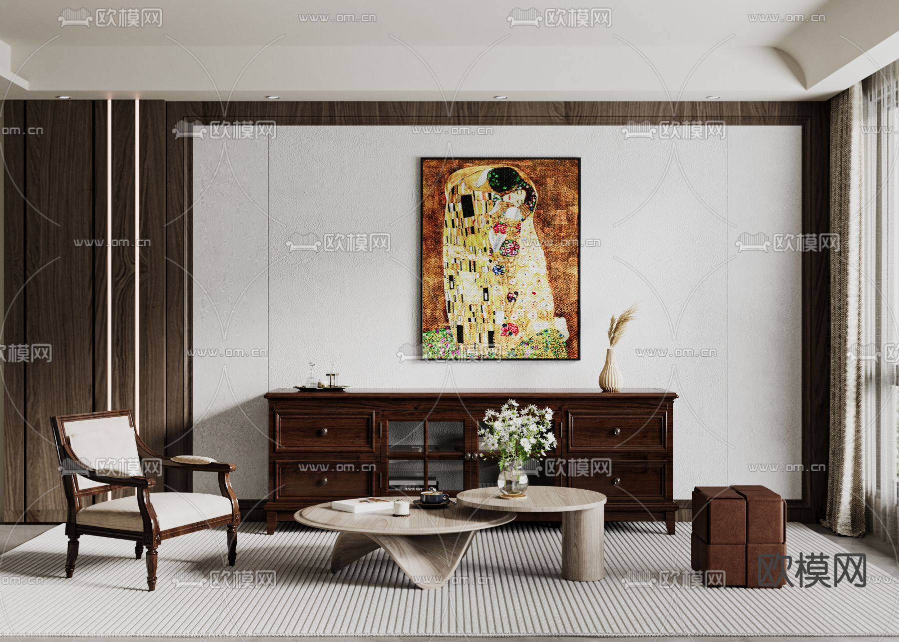 侘寂风休闲室 娱乐区3d模型下载