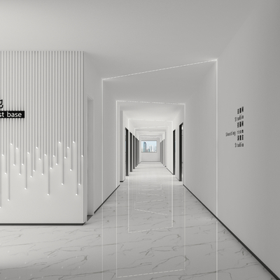  现代公司过道su模型 