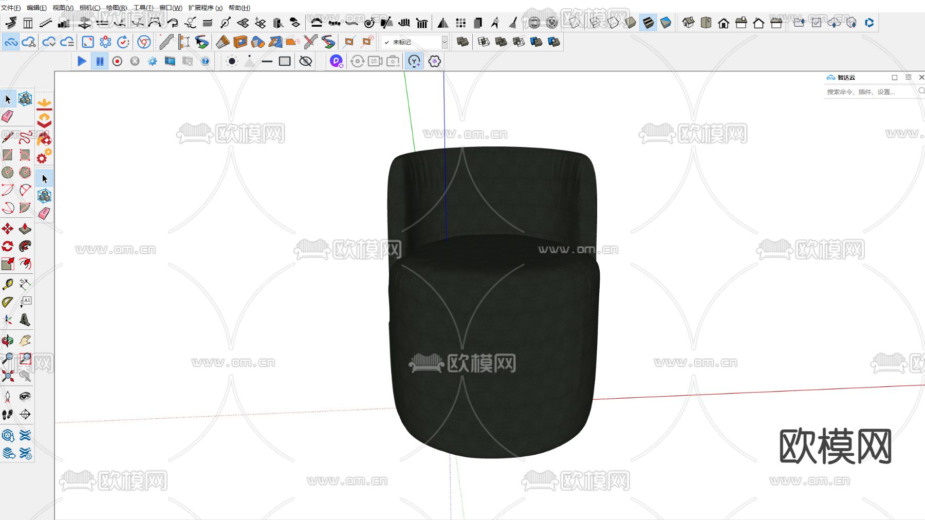现代简约凳子su模型下载（渲染图1）