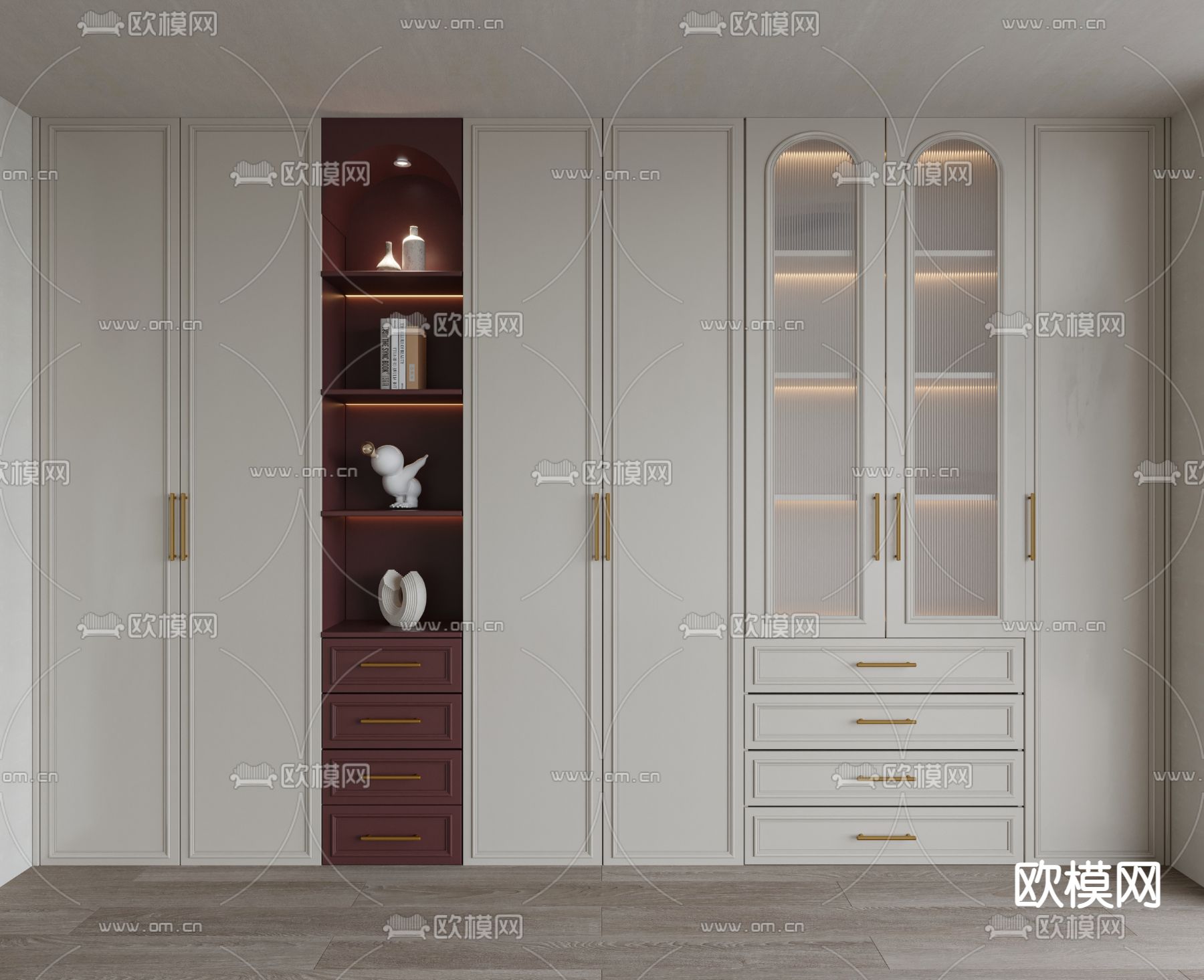 奶油风衣柜 衣橱3d模型下载