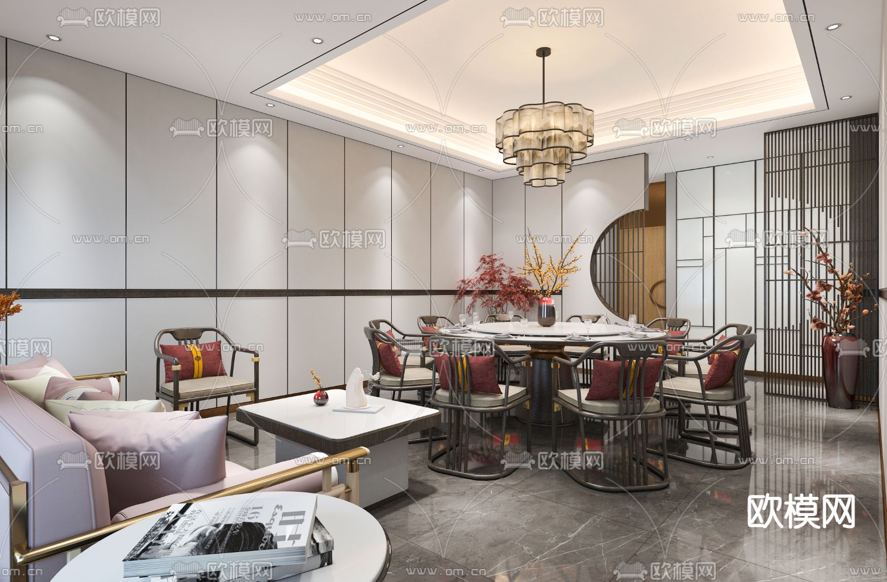 中餐厅包厢su模型下载（渲染图2）