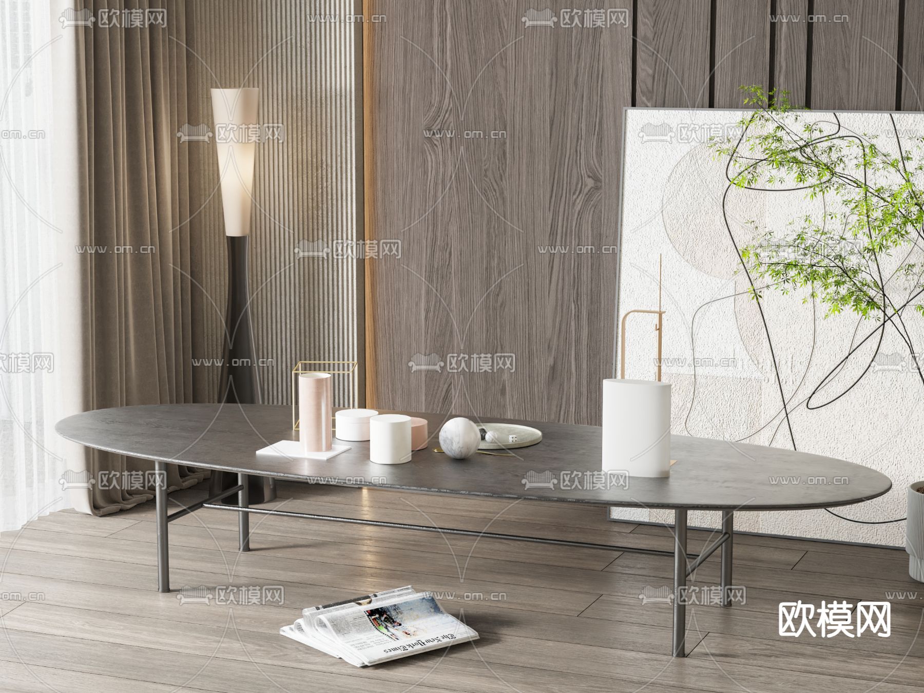 现代茶几su模型下载（渲染图2）