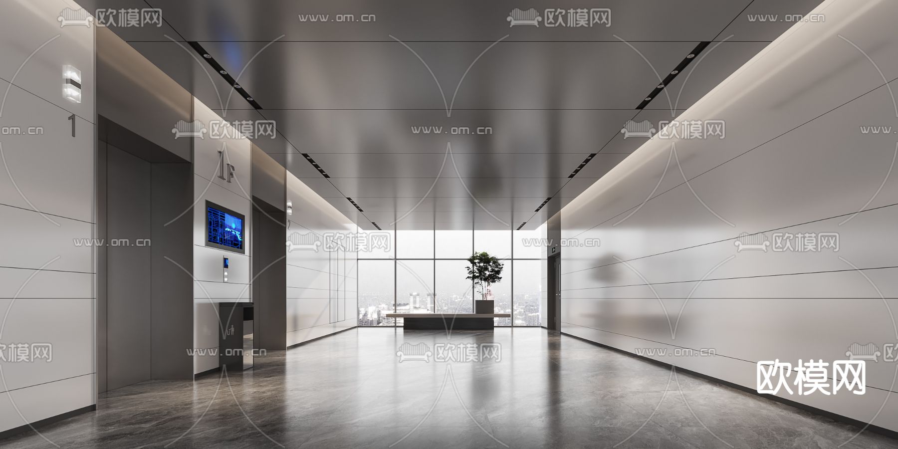 办公楼电梯厅 电梯间3d模型下载