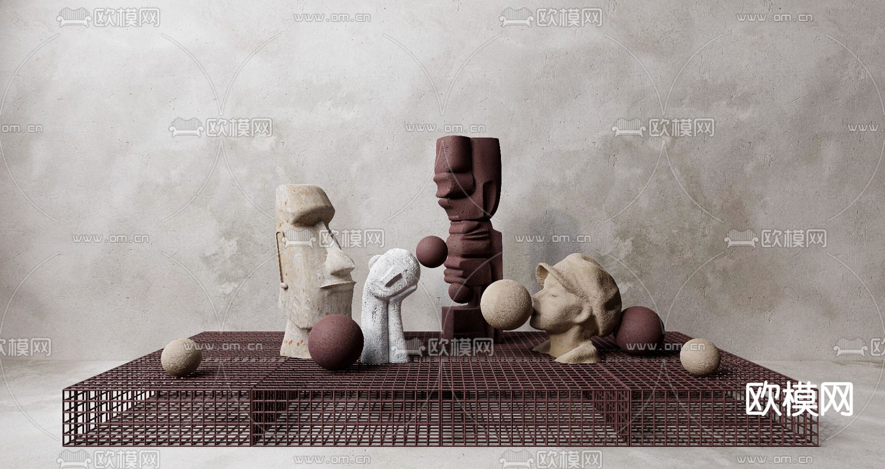 抽象雕塑 人偶摆件su模型下载（渲染图2）