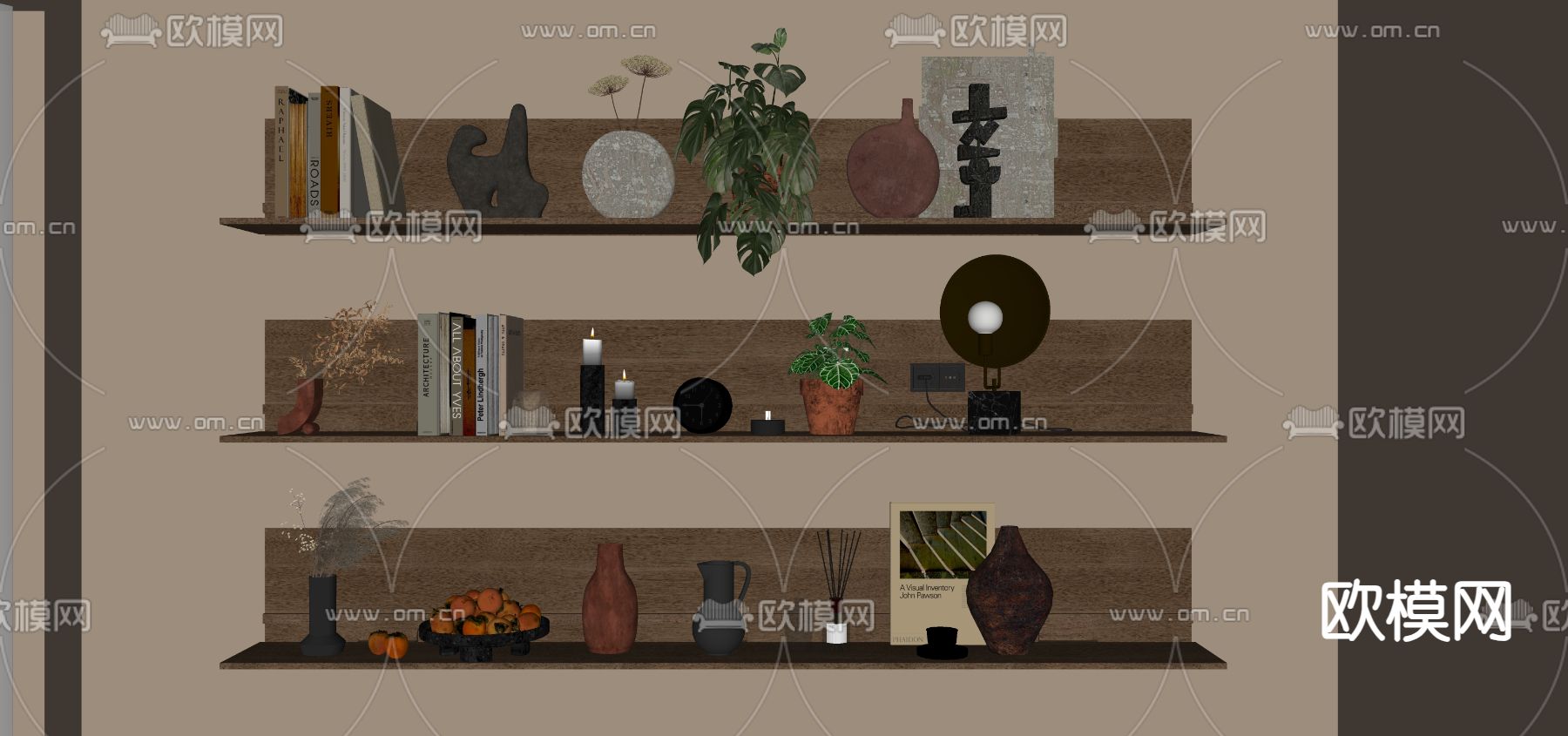侘寂风装饰品摆件su模型下载（渲染图1）