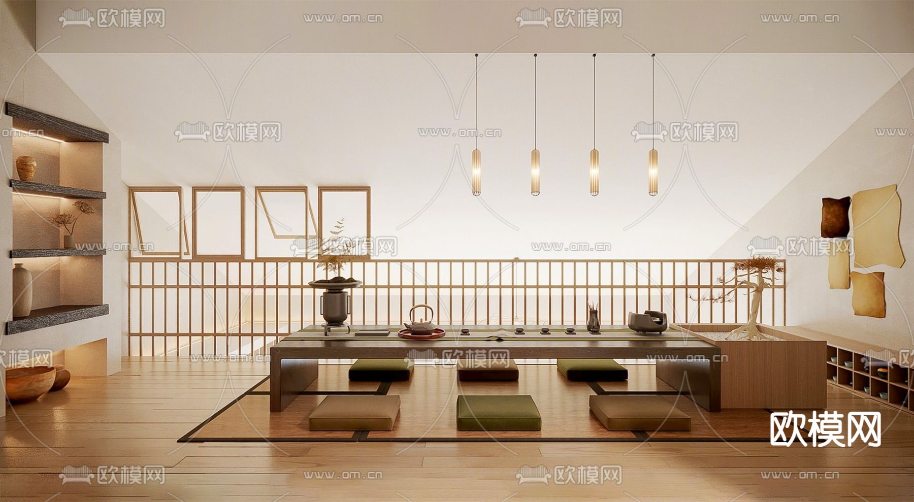 侘寂风茶室su模型下载（渲染图1）