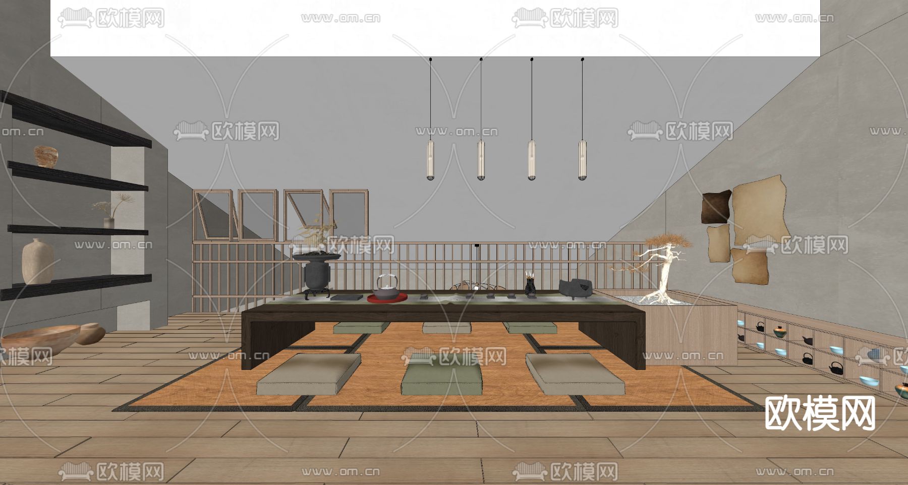 侘寂风茶室su模型下载（渲染图2）