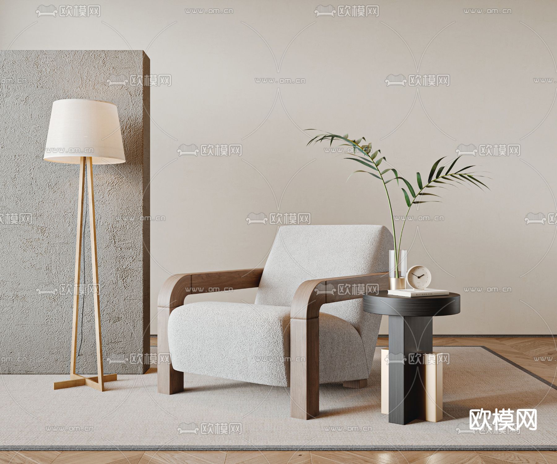 侘寂风椅子 休闲椅su模型下载（渲染图1）