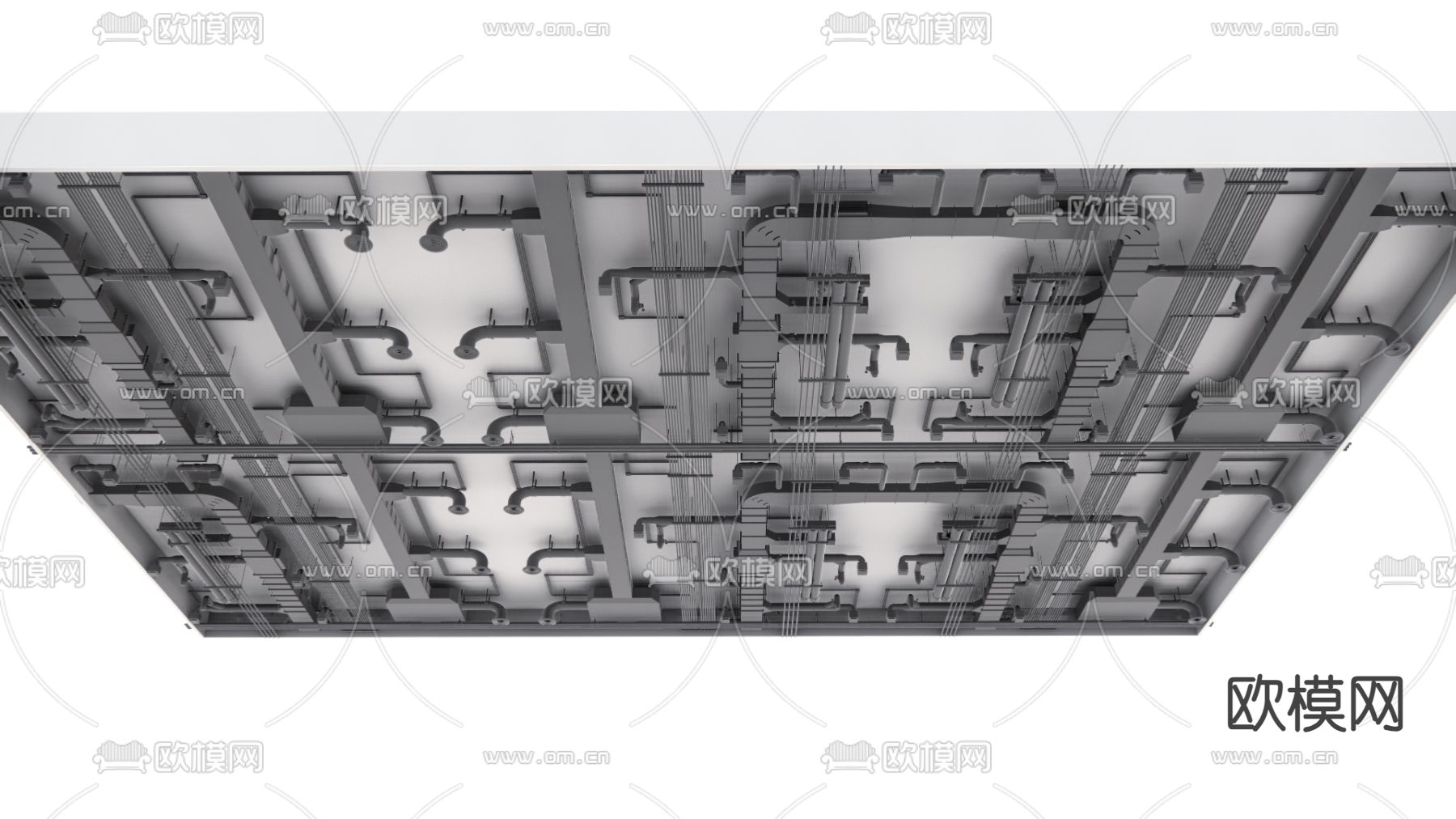 工业风吊顶 管道天花su模型下载（渲染图1）