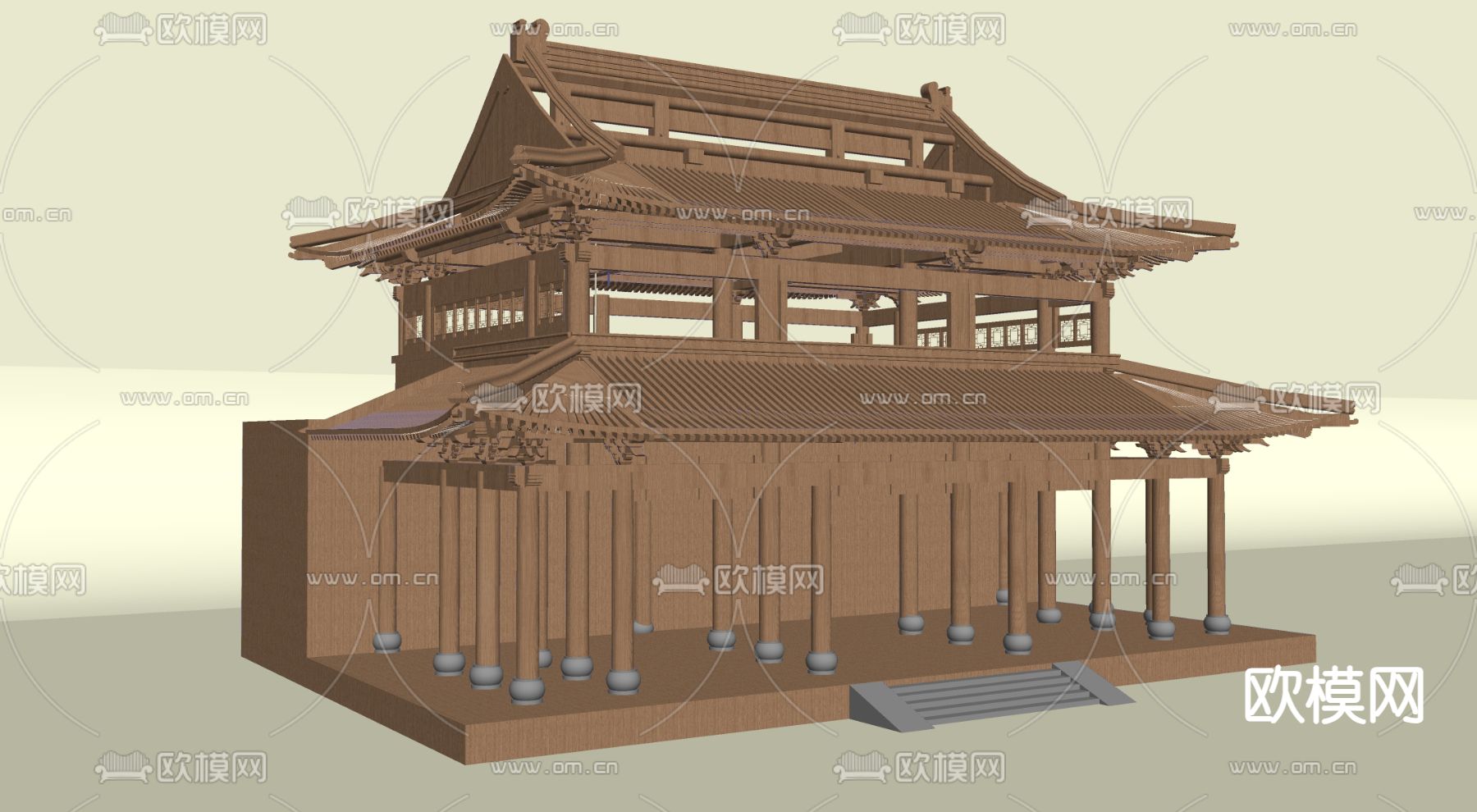 中式古建构件 斗拱 榫卯结构su模型下载（渲染图2）