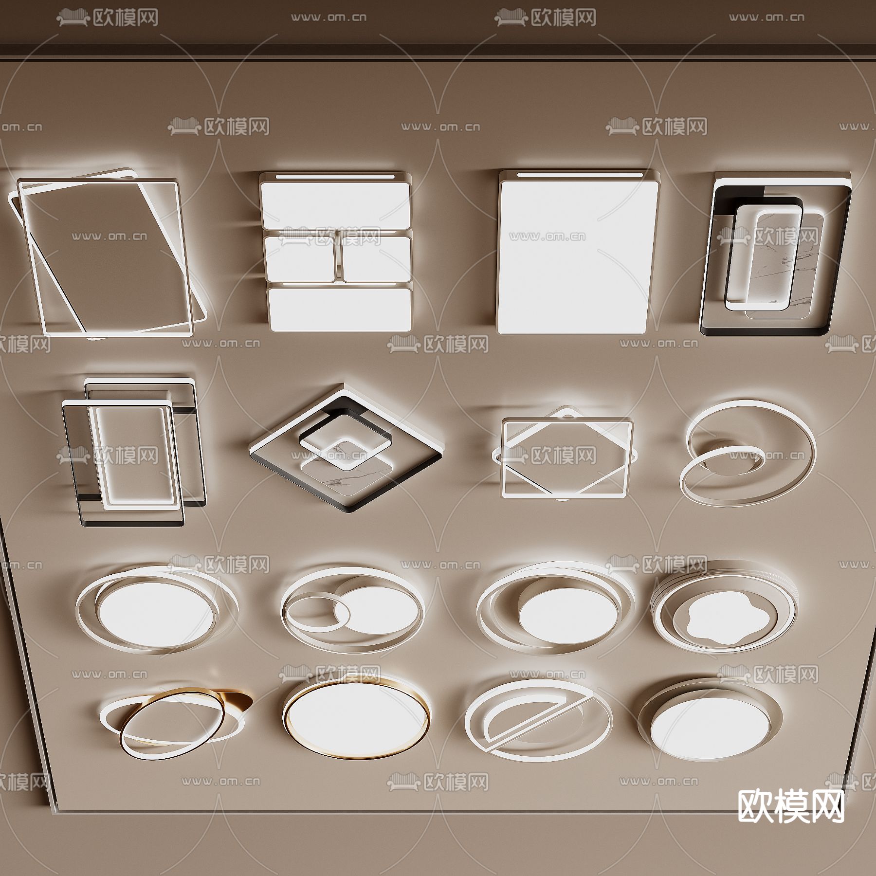 几何吸顶灯 卧室灯su模型下载（渲染图1）