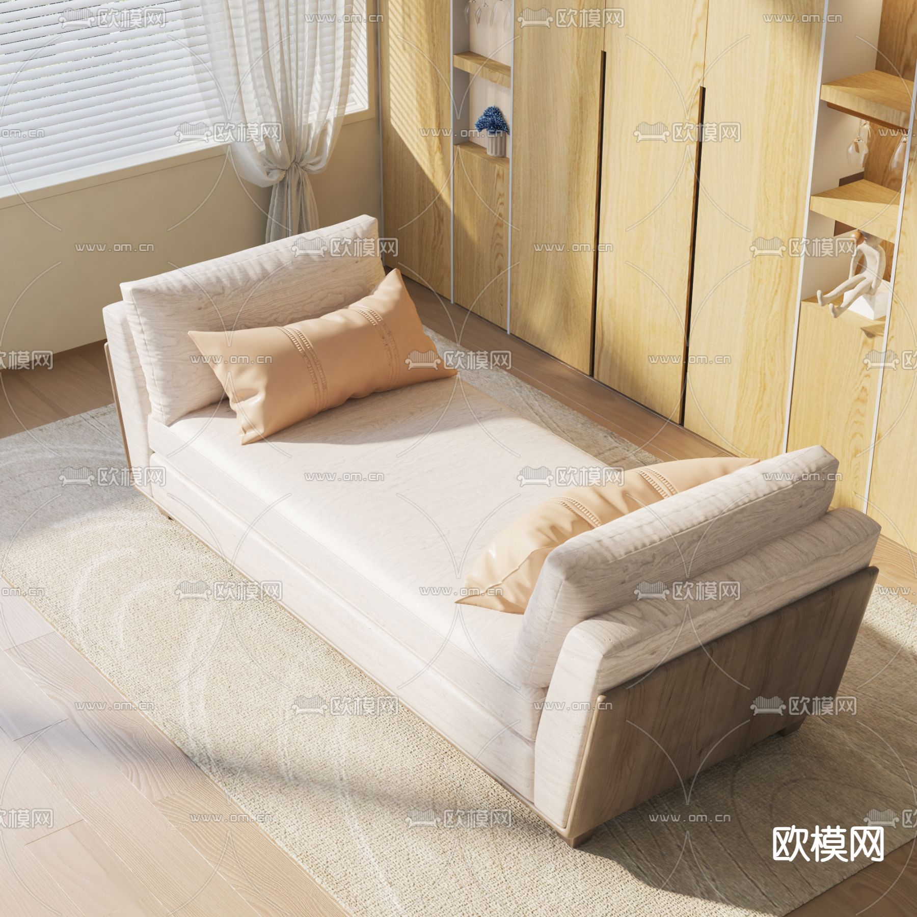 现代按摩床su模型下载（渲染图1）