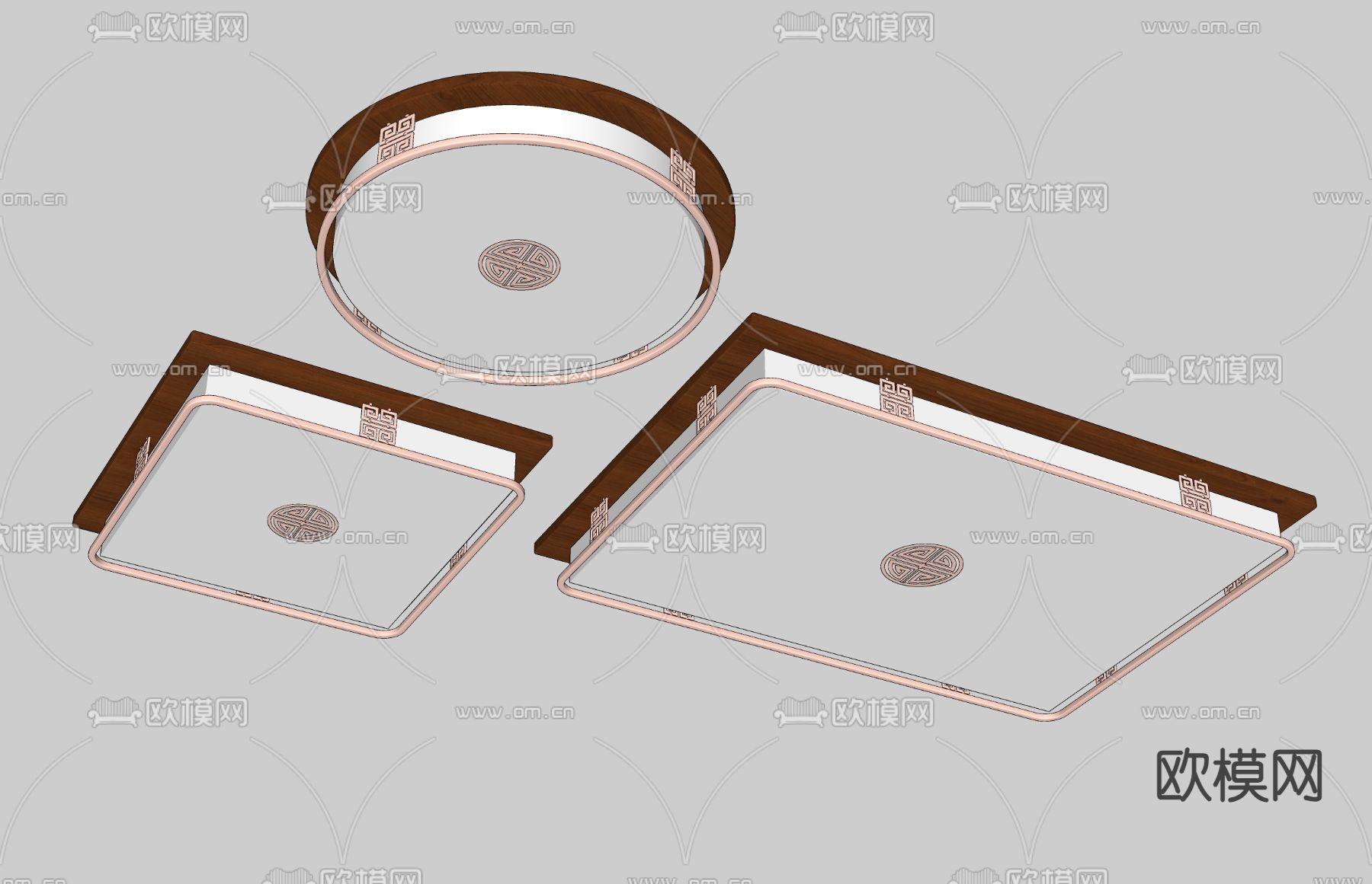 新中式吸顶灯 卧室灯su模型下载（渲染图2）