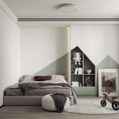 现代儿童房 小孩房su模型