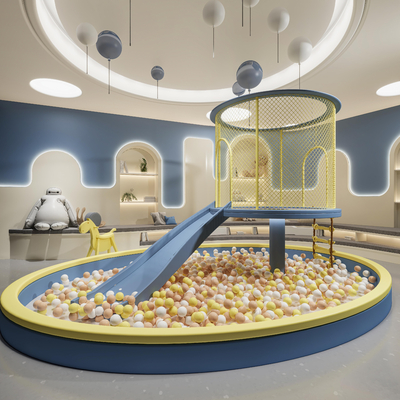  幼儿园 泡泡池 儿童玩耍区su模型 