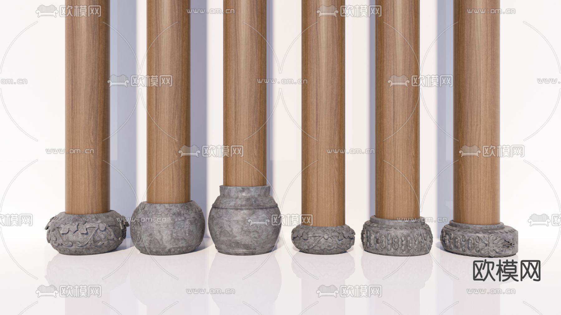柱础石 柱基石 抱鼓石su模型下载（渲染图2）