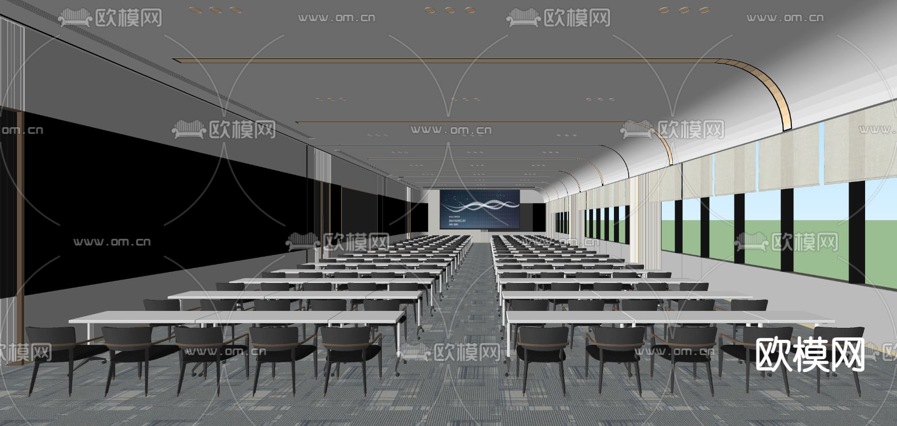 会议室 培训室 报告厅su模型下载（渲染图1）