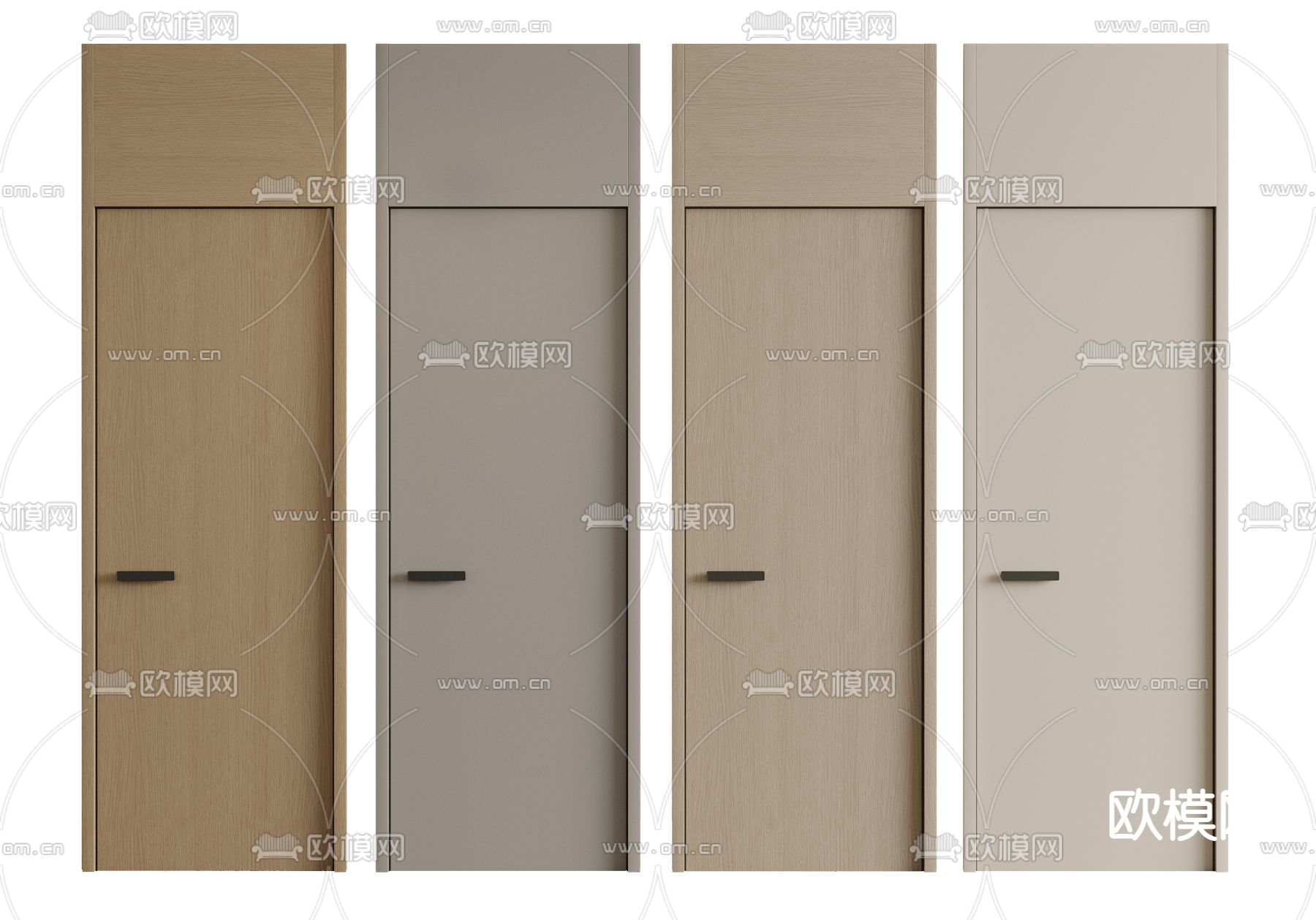 单开门通顶门  卧室门su模型下载（渲染图2）