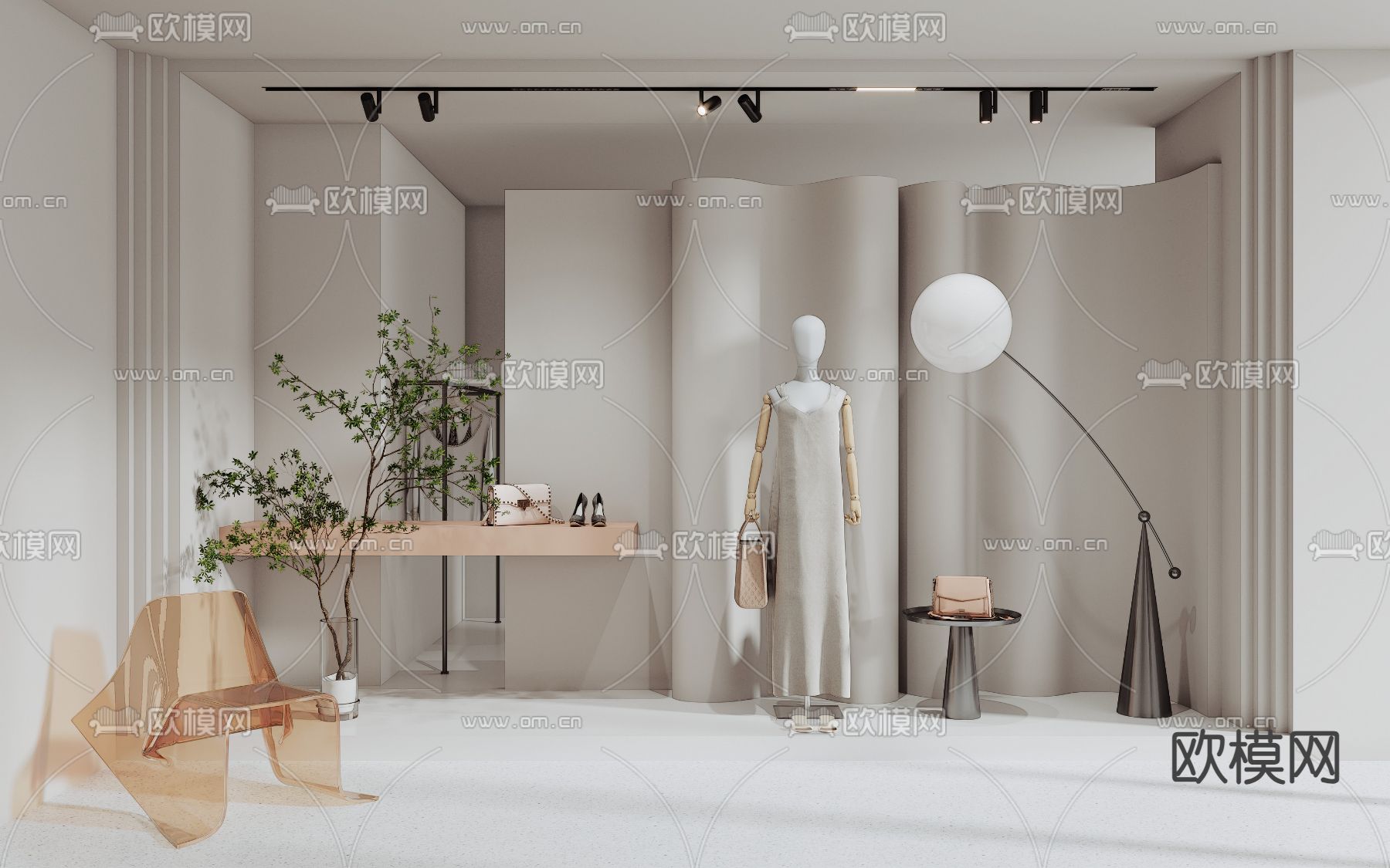 服装店橱窗su模型下载（渲染图2）