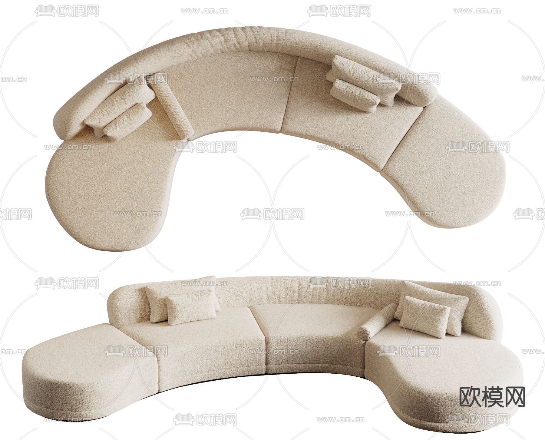 异形沙发 弧形沙发3d模型下载
