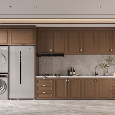  新中式厨房橱柜u模型 