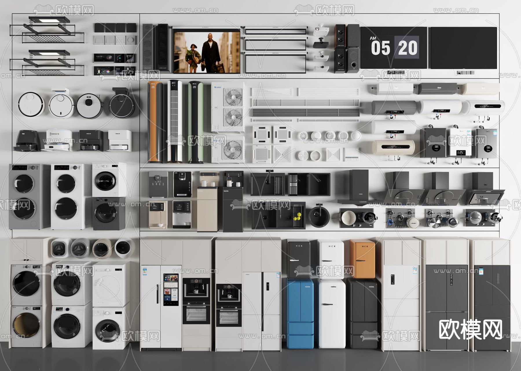 家用电器 冰箱 洗衣机 饮水机 油烟机3d模型下载