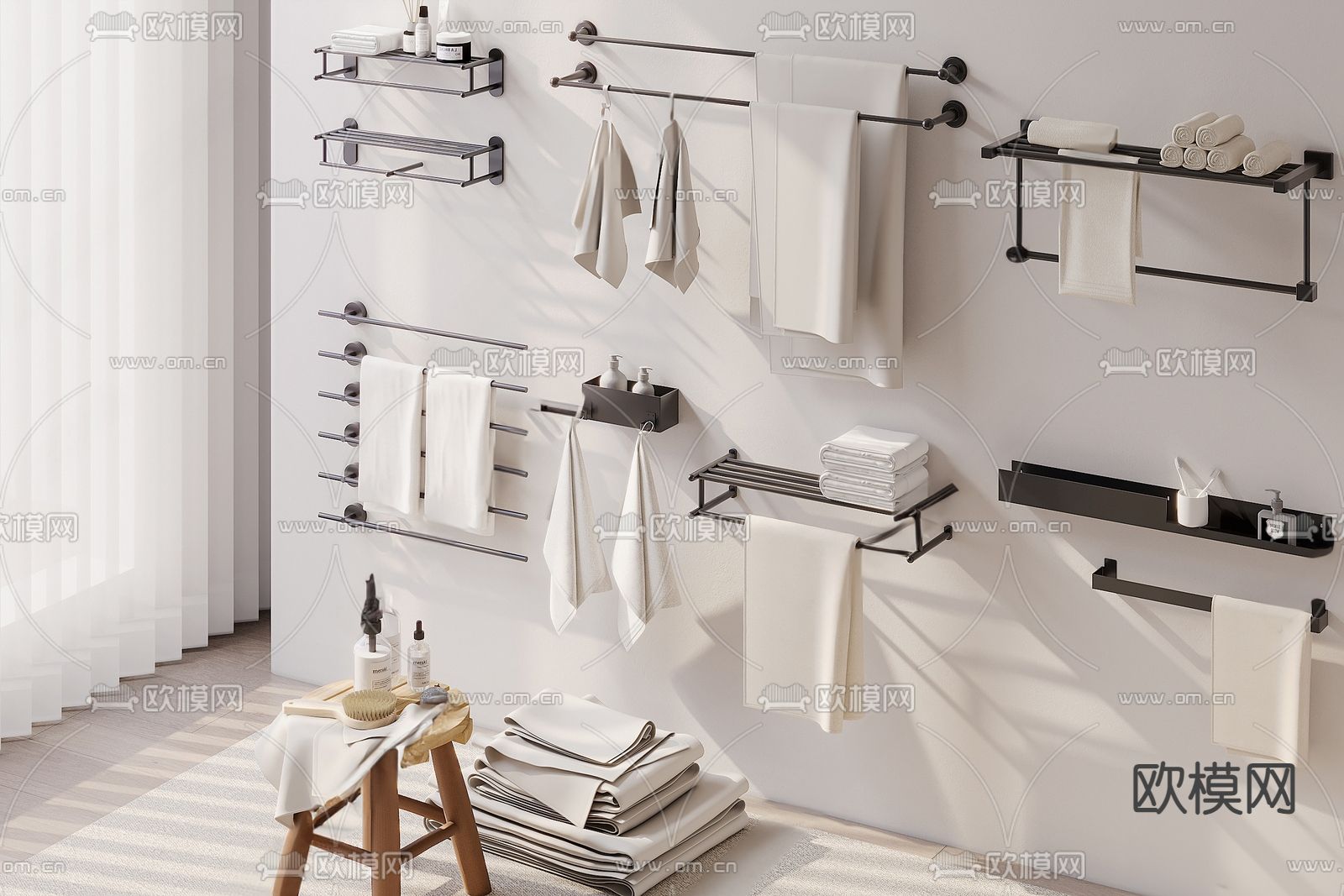 毛巾架 毛巾su模型下载（渲染图2）