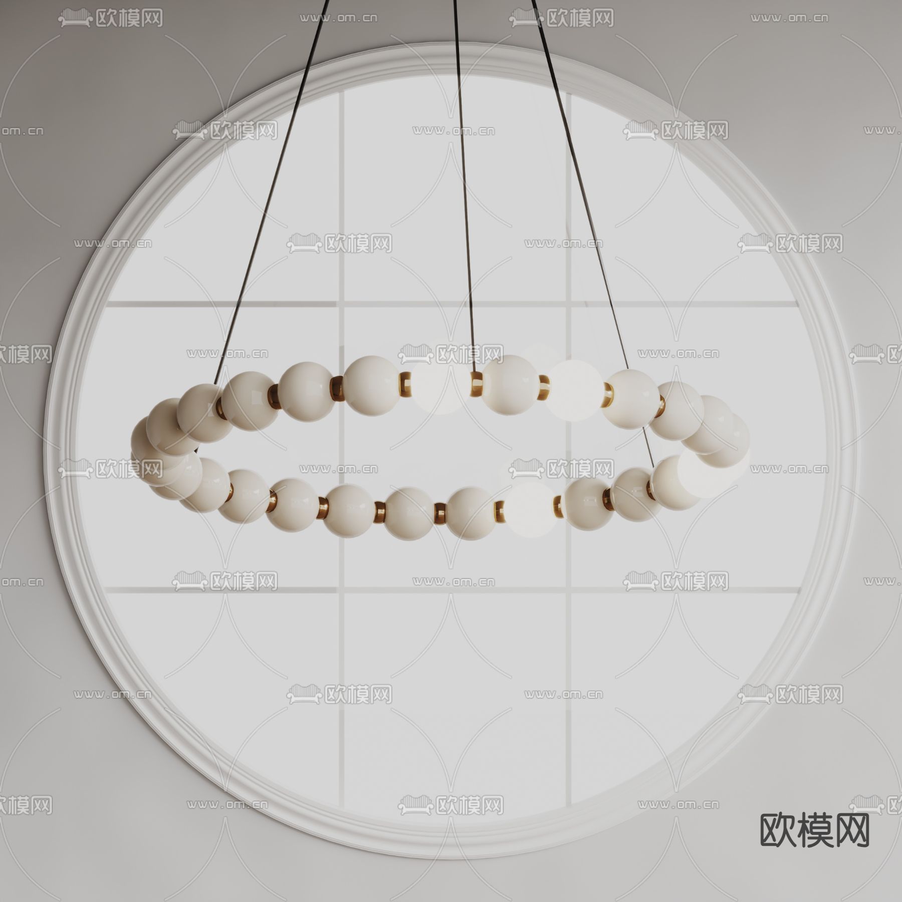 奶油风吊灯 串珠吊灯su模型下载（渲染图1）