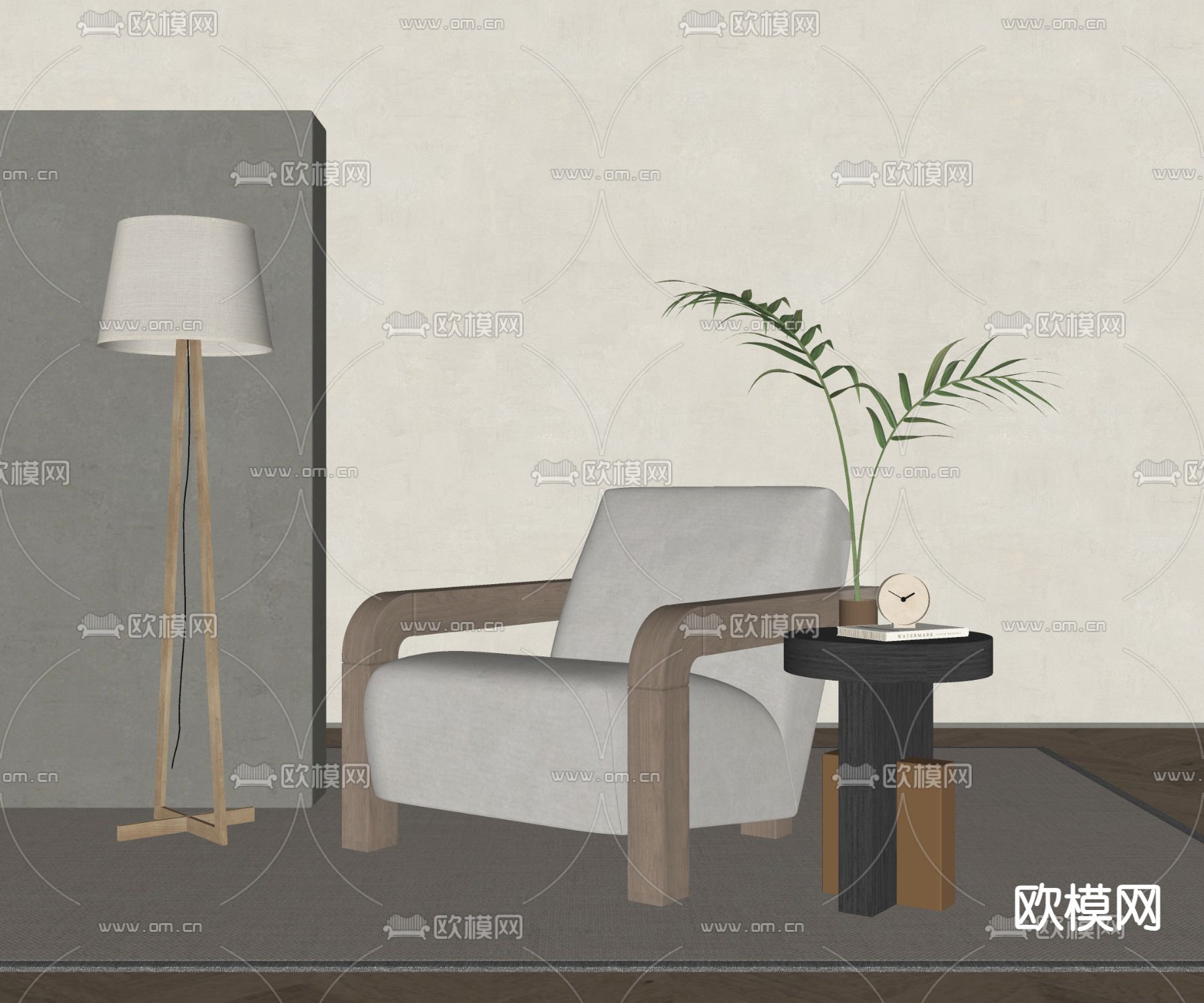 侘寂风椅子 休闲椅su模型下载（渲染图2）