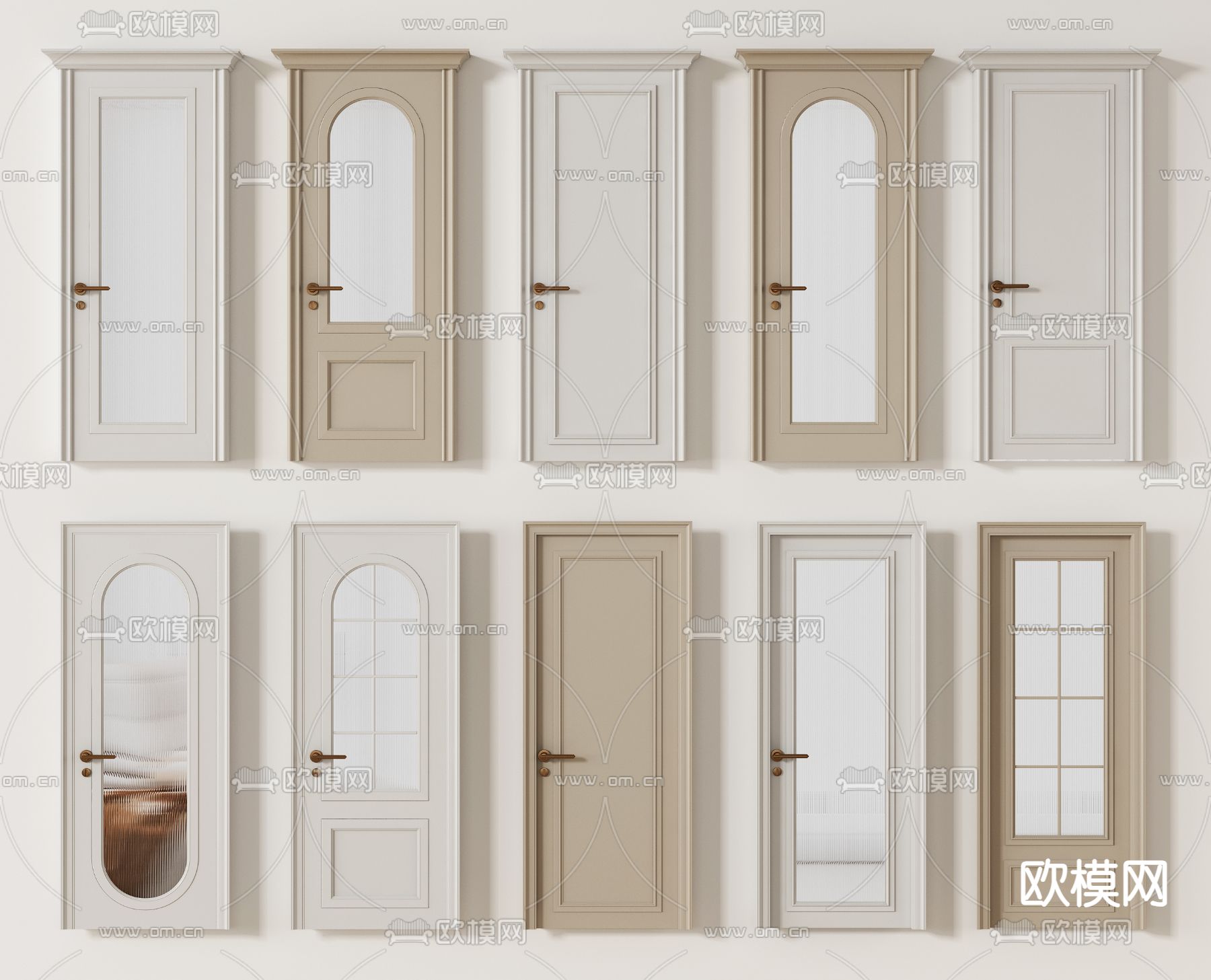 简欧房门 平开门 厨卫门 卧室门3d模型下载
