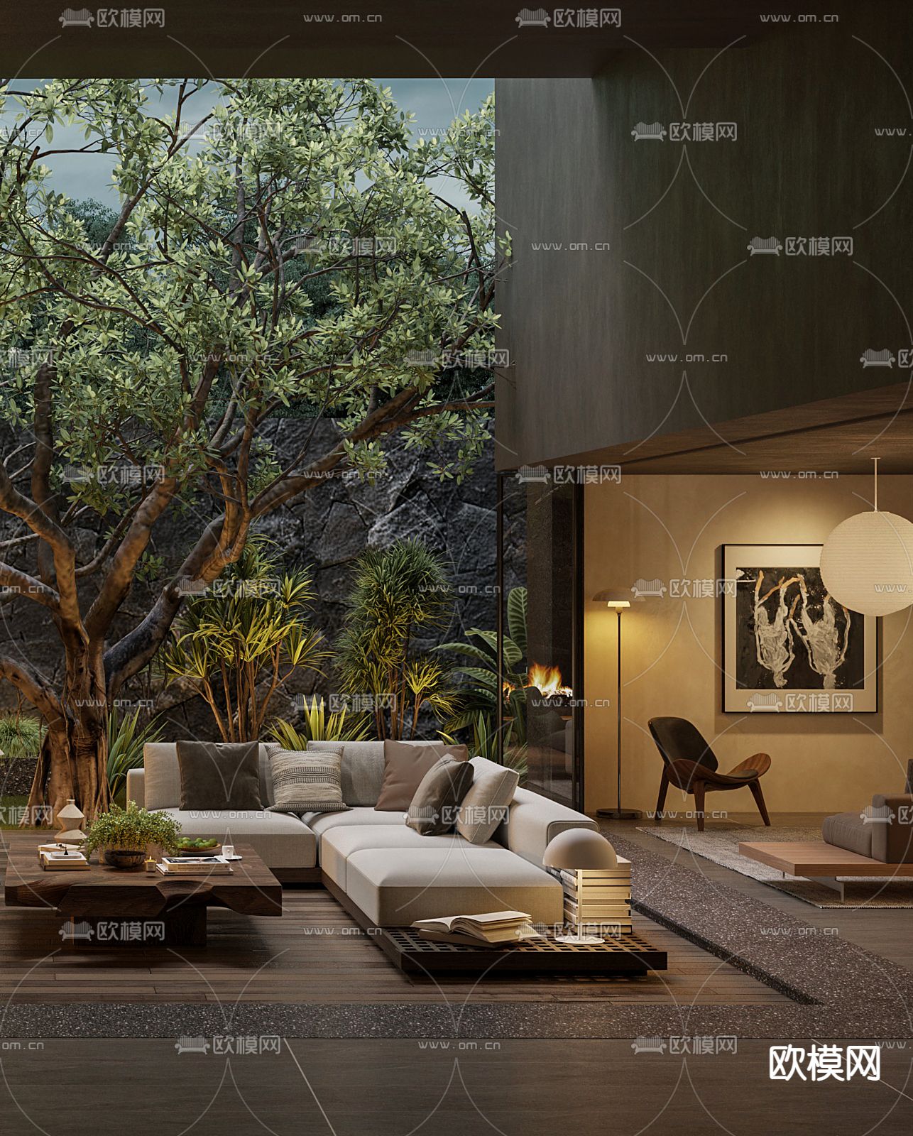 别墅庭院 花园3d模型下载（渲染图3）