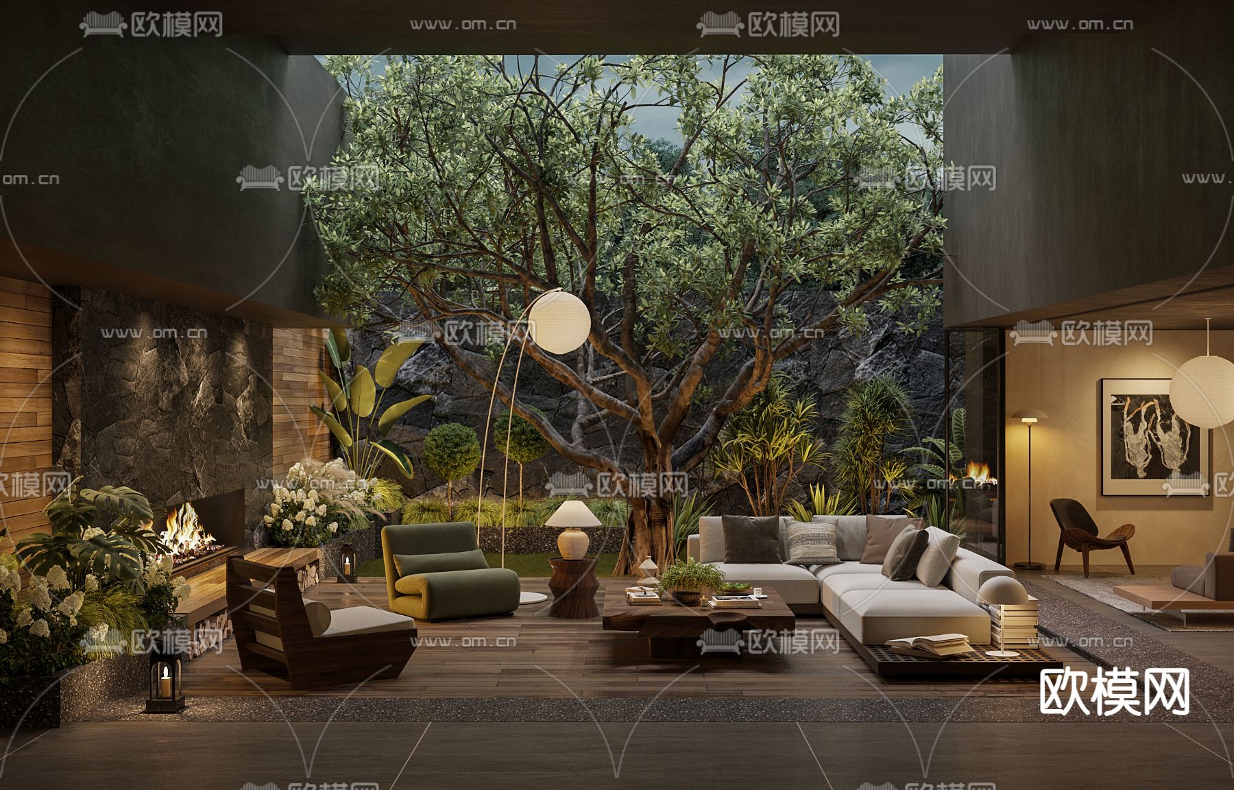 别墅庭院 花园3d模型下载（渲染图1）