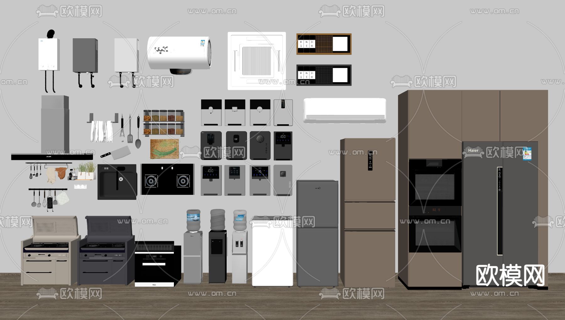 厨房用品 冰箱 饮水机 打印机su模型下载（渲染图2）