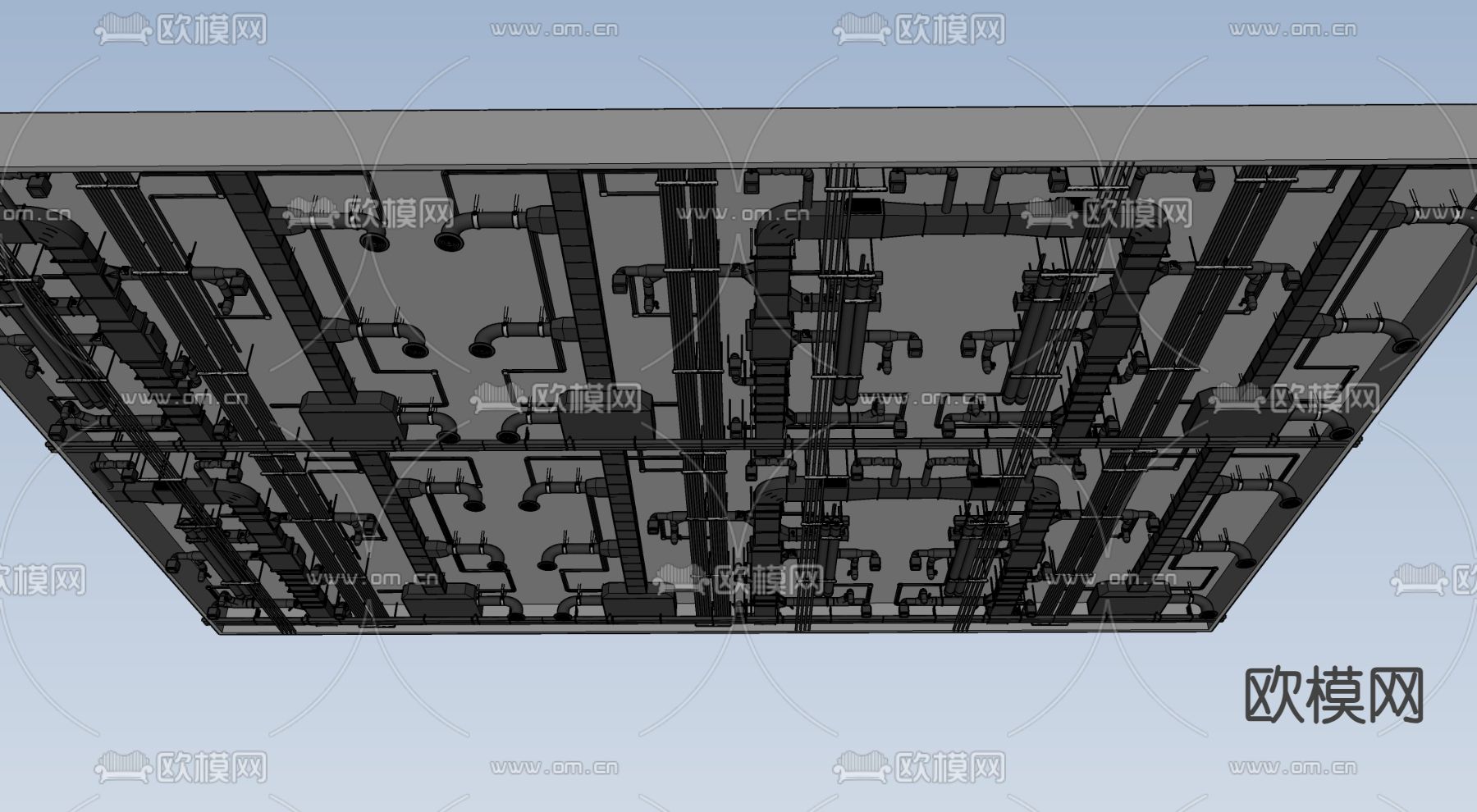 工业风吊顶 管道天花su模型下载（渲染图2）