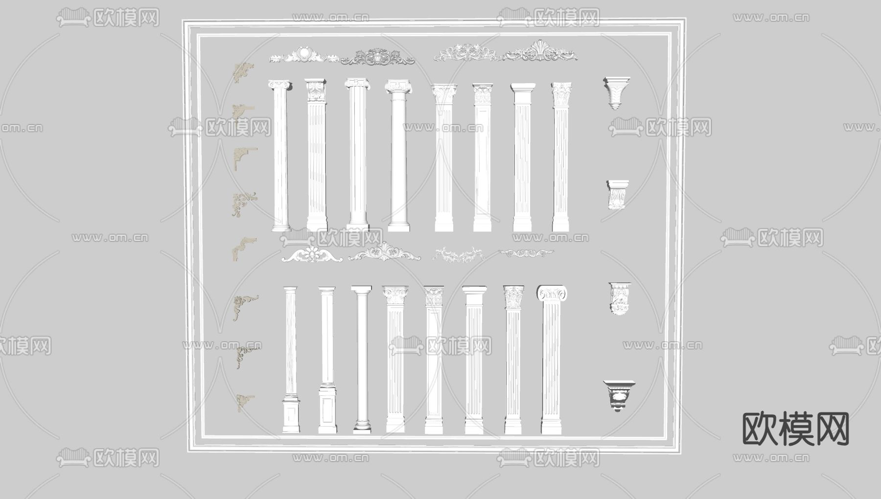 欧式柱子 罗马柱su模型下载（渲染图1）
