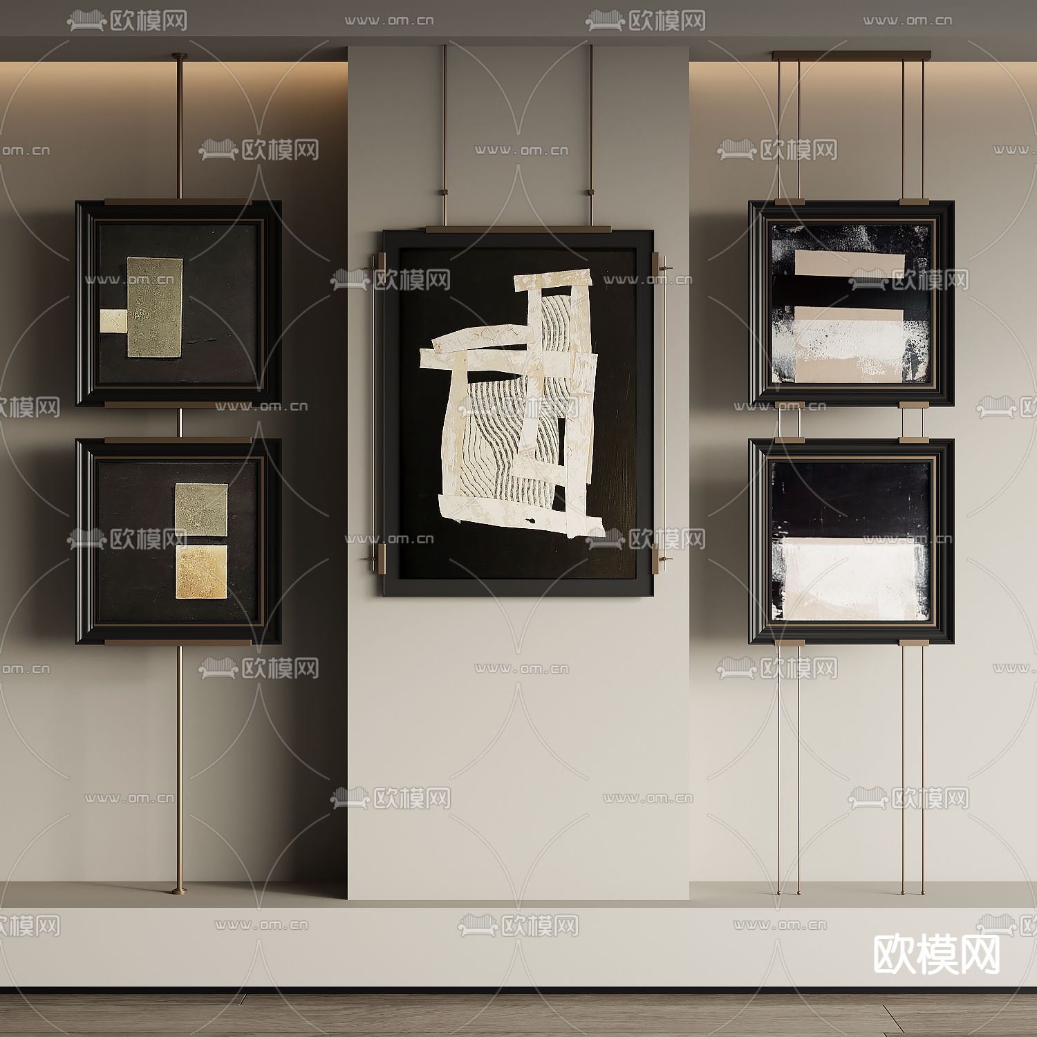 侘寂风装饰画 组合画su模型