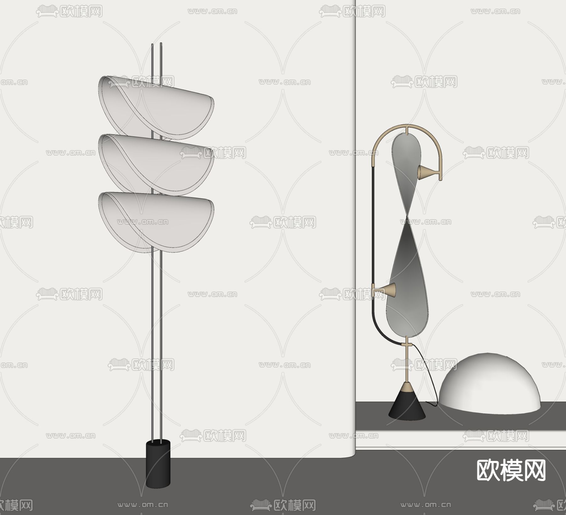 现代落地灯su模型下载（渲染图2）