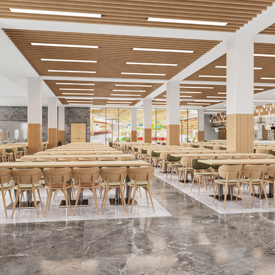  现代学校食堂su模型 