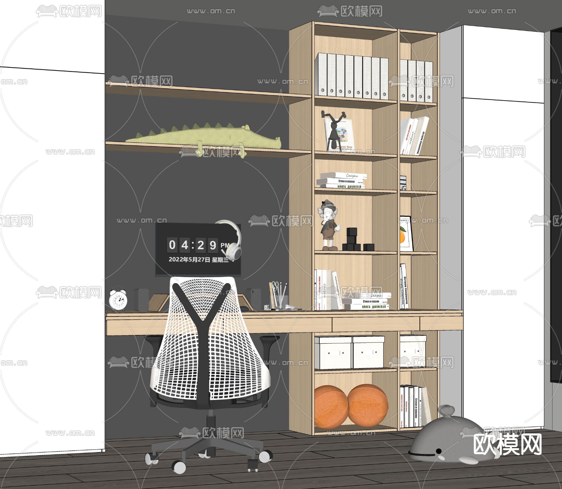 儿童桌椅 书桌 写字台su模型下载（渲染图2）