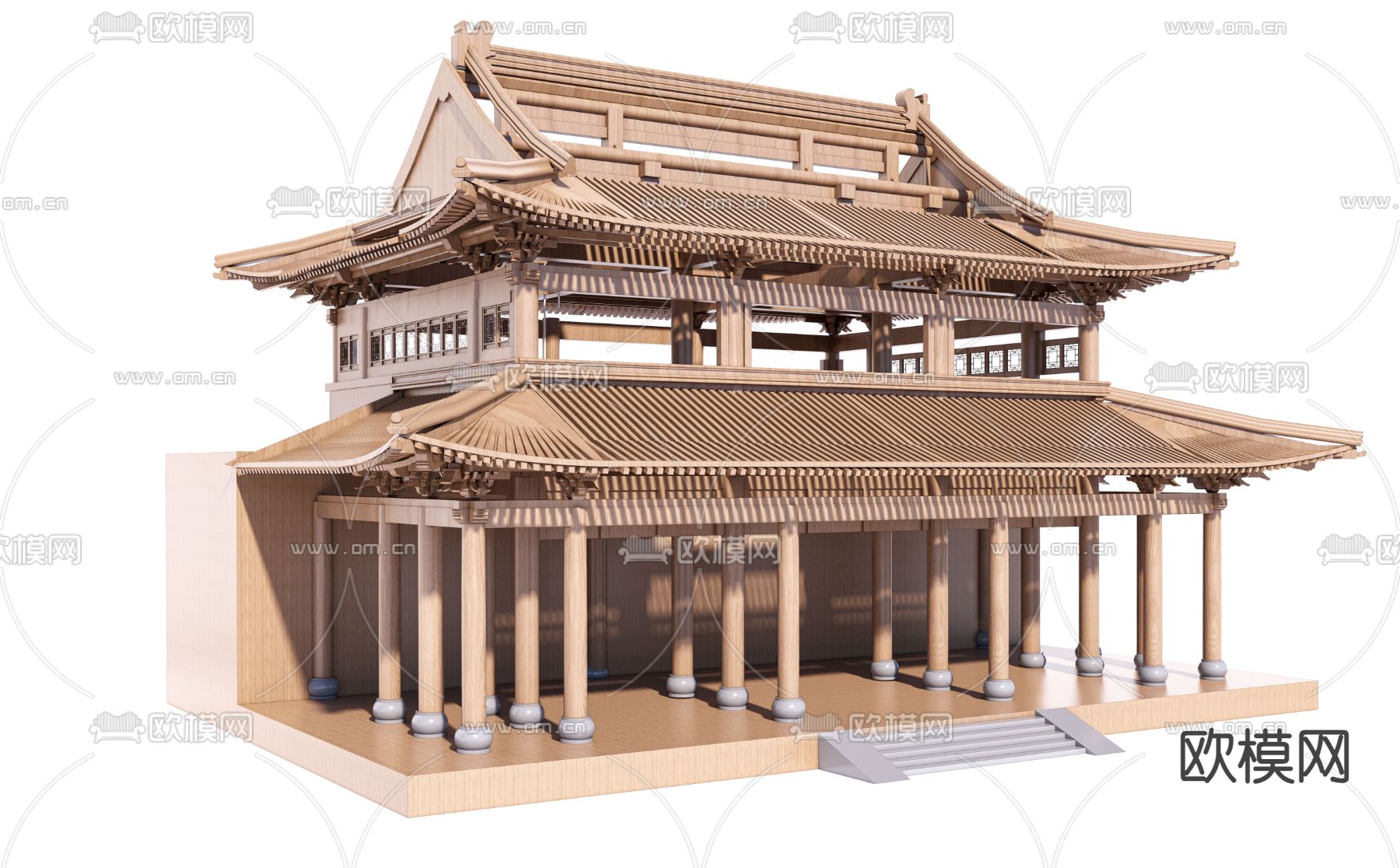 中式古建构件 斗拱 榫卯结构su模型下载（渲染图1）