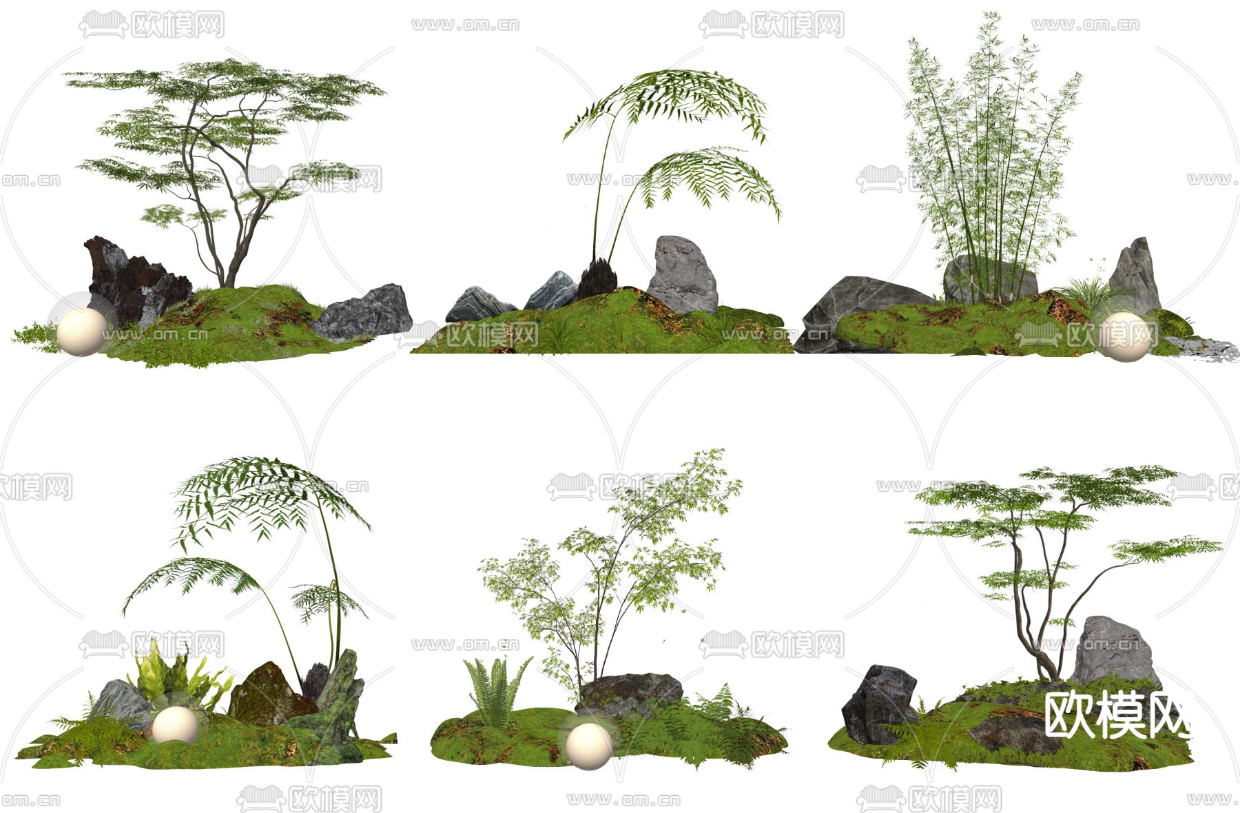 庭院小品 植物堆su模型下载（渲染图1）