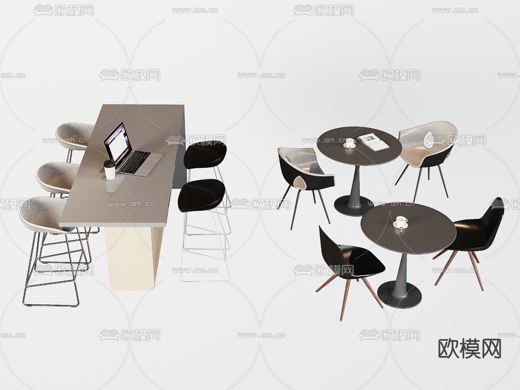 休闲桌椅 洽谈桌椅 咖啡桌3d模型下载