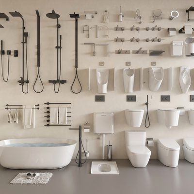  马桶 蹲便器 坐便器 小便斗 毛巾架 花洒su模型 